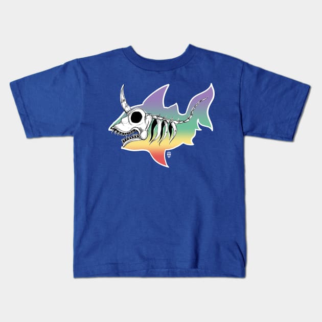 Unicorn Shark Skeleton Kids T-Shirt by fakeface